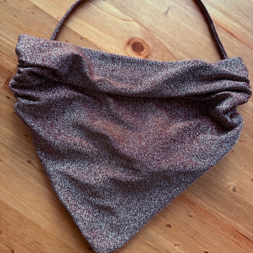 Brown & Silver Sparkly Bikini Top